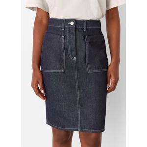 Whistles Dark Denim Contrast Stitch Midi Skirt